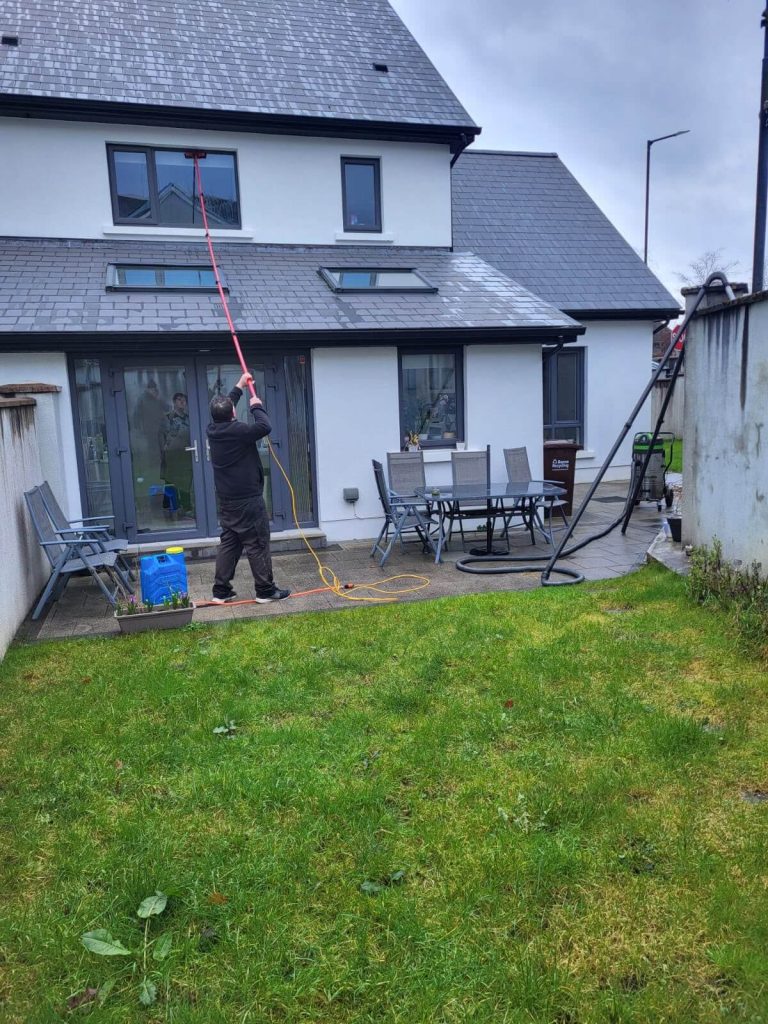 cleaning two storey window